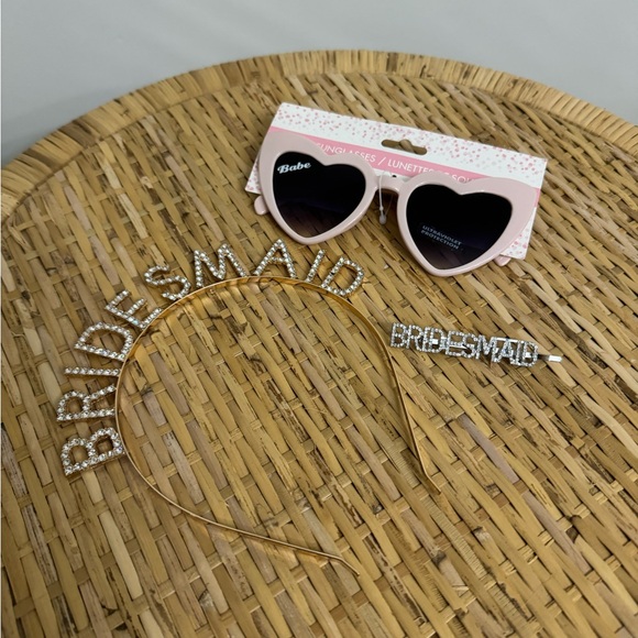 Accessories - Bridesmaid Headband and Sunglasses Set - Pink and Gold🎀
